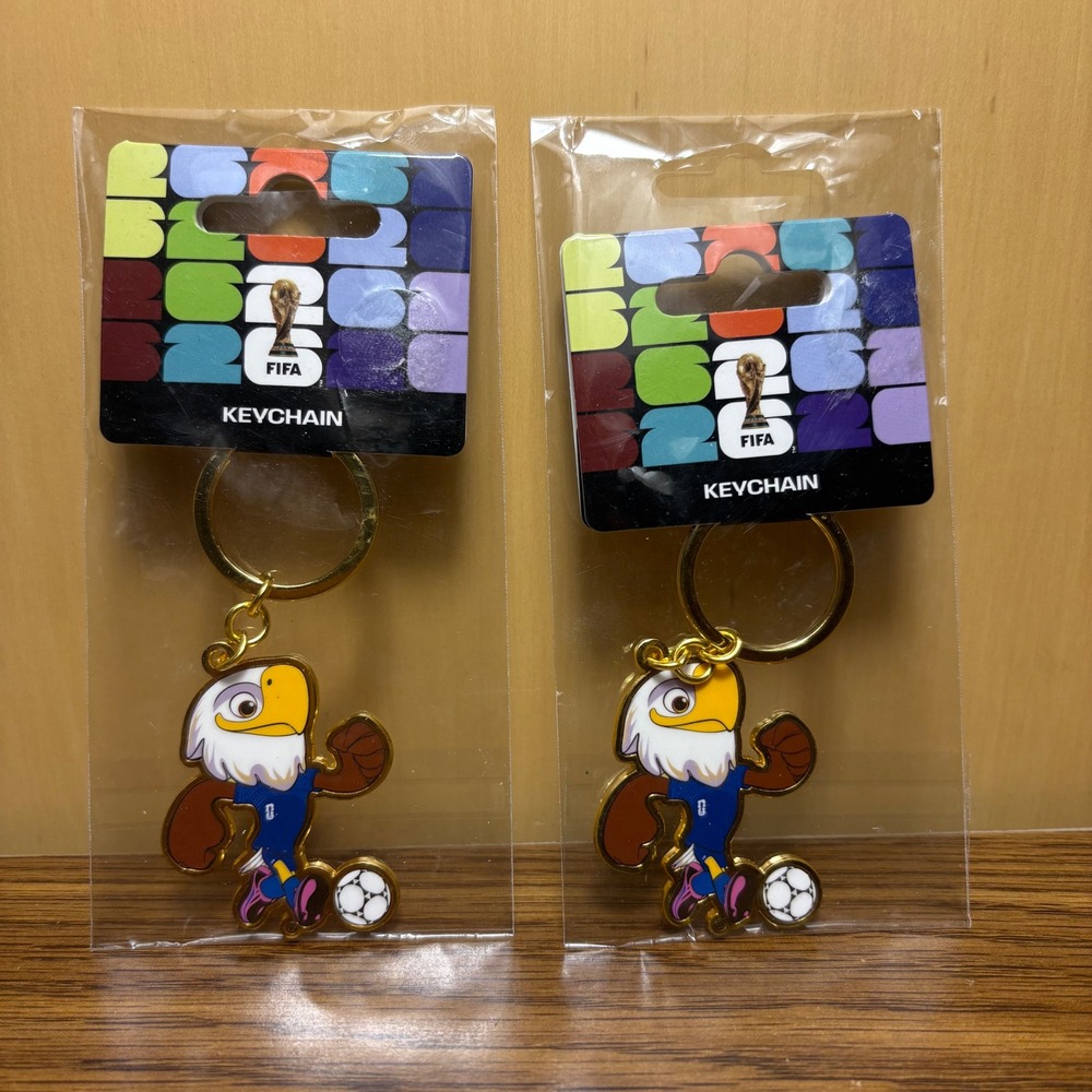FIFA World Cup 26 Clutch USA Bald Eagle Mascot Keychain Lot of 2 New Licensed*